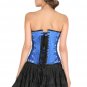 Blue Satin Handmade Sequins Goth Halloween Costume Burlesque Overbust Corset