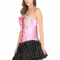 Pink Satin Handmade Sequins Work Goth Halloween Costume Burlesque Overbust Top