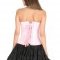 Pink Satin Handmade Sequins Work Goth Halloween Costume Burlesque Overbust Top