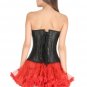 Black Satin Sequin Polka Dot Goth Halloween Costume Bustier Overbust Corset Top