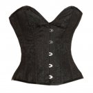 Black Brocade Halloween Gothic Burlesque Costume Waist Training Overbust Corset