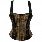 Cotton Jute Leather Shoulder Strap Goth Halloween Costume Overbust Corset Top