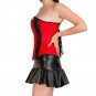 Red Black Leather Halloween Steampunk Bustier Waist Training Overbust Corset Top