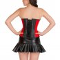 Red Black Leather Halloween Steampunk Bustier Waist Training Overbust Corset Top