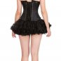 Black Satin & Lace Halloween Burlesque Waist Training Bustier Overbust Corset