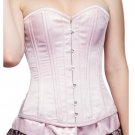 Baby Pink Satin Halloween Gothic Burlesque Bustier Waist Training Overbust Top