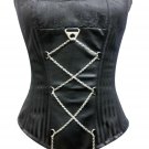 Black Brocade Laced Chain Halloween Steampunk Waist Training Overbust Corset