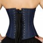 Blue Denim Halter Neck Halloween Steampunk Waist Training Overbust Corset