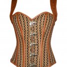 Cotton Jute & Leather Shoulder Strap HalloweenSteampunk Bustier Overbust Corset