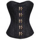 Black Brocade Spiral Steel Boned Goth Halloween Costume Antique Clasps Corset