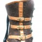Brown Brocade Leather Halloween Costume Steampunk Period Overbust Corset