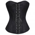 Black Brocade Spiral Steel Boned Goth Halloween Costume Front Lace Opening Top