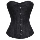Black Brocade Spiral Steel Boned Goth Halloween Costume Overbust Corset Top