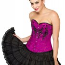 Purple Handmade Satin Halloween Costume Silk TuTu Skirt Overbust Corset Dress