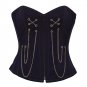 Blue Denim Chains Goth Halloween Costume Steampunk Bustier Overbust Corset Top