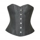 Black Silk Goth Halloween Costume Burlesque Basque Bustier Overbust Corset Top