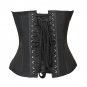 Black Silk Goth Halloween Costume Burlesque Basque Bustier Overbust Corset Top