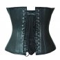 Black Red Leather Goth Halloween Costume Steampunk Bustier Overbust Corset Top
