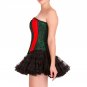 Green Black Brocade Red Leather Halloween Overbust Top Tutu Skirt Corset Dress