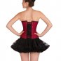 Red Lining Poly Cotton Black Net Halloween Overbust Top Tutu Skirt Corset Dress
