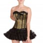Olive Green Satin Black Lace Halloween Costume Overbust Tutu Skirt Corset Dress