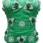 Green Satin Handmade Sequins Halloween Burlesque Waist Training Overbust Corset