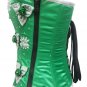 Green Satin Handmade Sequins Halloween Burlesque Waist Training Overbust Corset