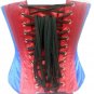 Blue Satin Australia Flag Sequins Halloween Waist Trainer Overbust Corset