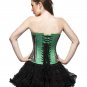 Green Satin Sequins Handmade Halloween Goth Burlesque Costume Overbust Corset
