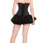 Blue Black Brocade Halloween Overbust Top & Tissue Tutu Skirt Corset Dress
