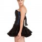 Blue Black Brocade Halloween Overbust Top & Tissue Tutu Skirt Corset Dress