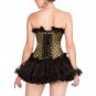 Olive Green Satin Polka Dot Halloween Burlesque Overbust Tutu Skirt Corset Dress