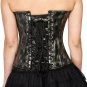 Black Pvc Leather Halloween Costume Gothic Waist Cincher Overbust Corset Top
