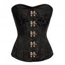 Black Brocade Spiral Steel Boned Halloween Costume Seal Lock Front Opening Top