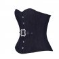 Black Denim Leather Belt Halloween Costume Steampunk Bustier Overbust Corset Top