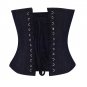 Black Denim Leather Belt Halloween Costume Steampunk Bustier Overbust Corset Top
