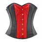Black Red PVC Leather Goth Halloween Costume Steampunk Bustier Overbust Corset