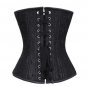 Black Brocade Spiral Steel Boned Goth Halloween Costume Antique Zipper Corset