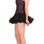 Red & Blue Black Brocade Halloween Burlesque Waist Shaper Overbust Costume