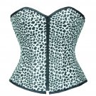 Black White Animal Print Leather Goth Halloween Costume Steampunk Overbust Top