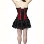 Red Satin Black Handmade Sequins Halloween Bustier Waist Shaper Overbust Corset
