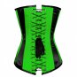 Green Black Satin Halloween Costume Burlesque Waist Shaper LONG Overbust Corset