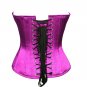Purple Satin Black Stars Print Halloween Costume Waist Shaper Overbust Corset