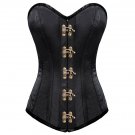 Black Satin Halloween Steampunk Bustier Waist Training LONG Overbust Corset