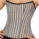 Black White Check Polyester Halloween Waist Training Bustier Overbust Corset