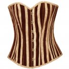 Brown Jute Halloween Costume Burlesque Bustier Waist Training Overbust Corset