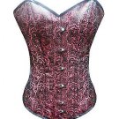 Red Brocade Halloween Burlesque Waist Training Bustier LONG Overbust Corset
