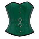Green Faux Leather Goth Halloween Costume Steampunk Bustier Overbust Corset Top