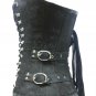 Black Brocade Leather Zipper Laces Halloween Steampunk Bustier Overbust Corset