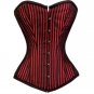 Red & Black Stripes Brocade Goth Halloween Costume Burlesque Overbust Corset Top